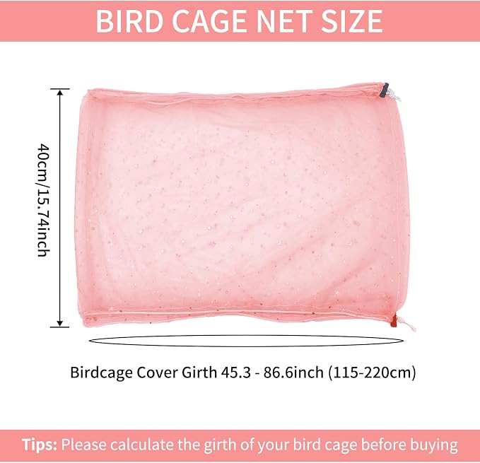 Bird Cage Seed Catcher, 45-90'' Adjustable Bird Cage Cover, Universal Nylon - Image 2