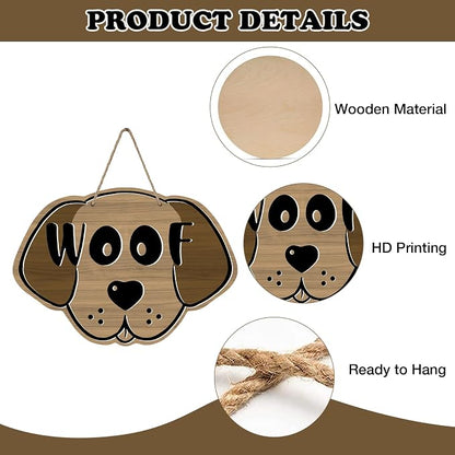 Cute Dog Front Door Sign, Farmhouse Wood Door Hanger Outdoor Outside Porch - Image 3