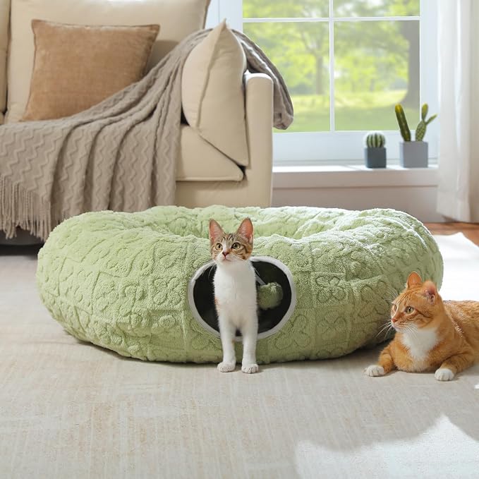 PEQULTI Cat Tunnel with Bed for Indoor Cats, Cat Play Donut Tunnel with - Image 8