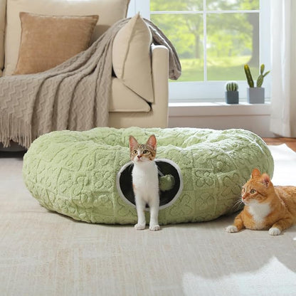 PEQULTI Cat Tunnel with Bed for Indoor Cats, Cat Play Donut Tunnel with - Image 8
