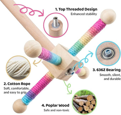 9" Hanging Bird Perch Toy for Cage, 360° Silent Free-Spin, Wooden Bird Cage - Image 3