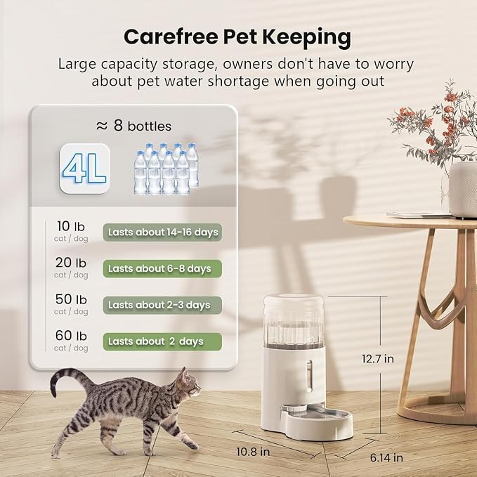 CZPET Automatic 4L/135Oz/1Gal Cat Water Dispenser - Image 3
