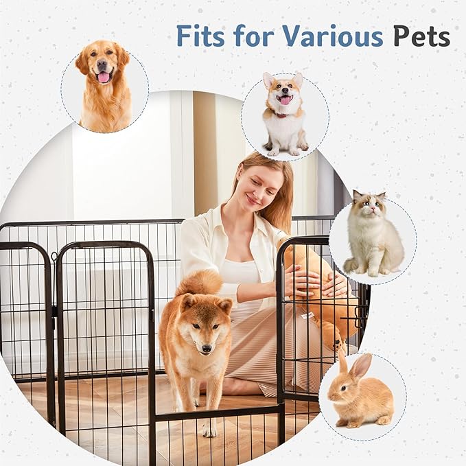 DUMOS Dog Playpen Indoor, Metal 32 Inch 16 Panels Foldable Pet Fence - Image 2