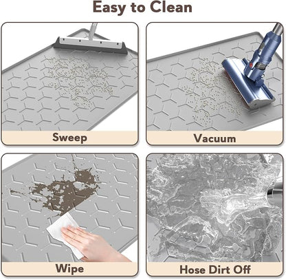 Cat Litter Box Mat, Silicone Kitty Litter Mat, Light Gray - Image 4