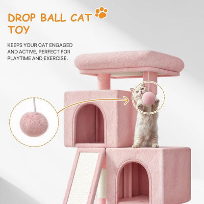 34'' Small Cat Tree with 2 Condos, Sisal Scratching Posts & Board, Sturdy Light - Image 7