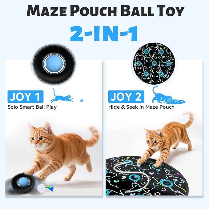 ORSDA Cat Toys, Interactive Fast Rolling Ball in Pouch, Hide and Seek - Image 3