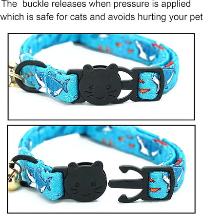 Cat Collar-2 Pack Cat Collars Shark & Dinosaur Cat Collar Breakaway - Image 3