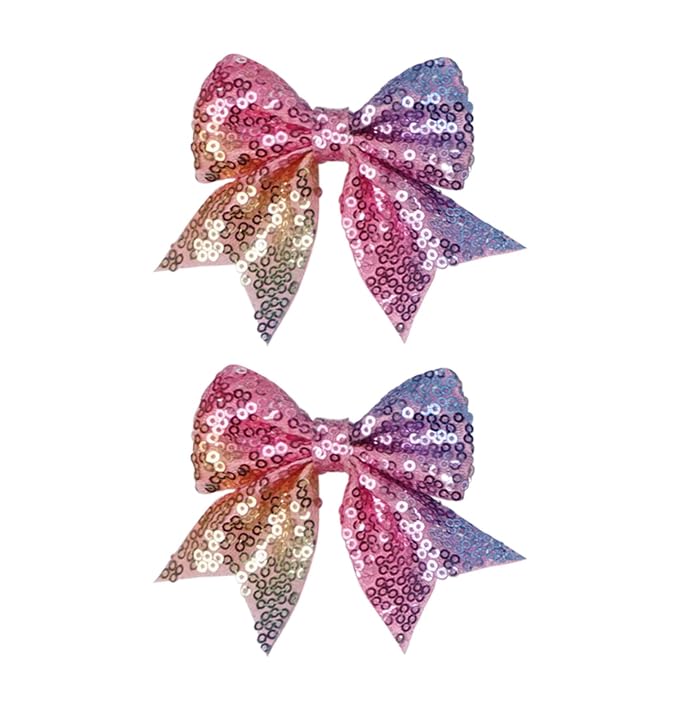 3-inch Sequined Bow Hair Clips For Baby Girls, Kids and Young Women Birthday by Koolgil