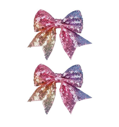 3-inch Sequined Bow Hair Clips For Baby Girls, Kids and Young Women Birthday by Koolgil