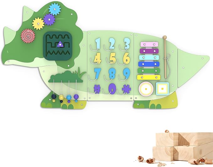 BlueWood Wooden Wall Busy Board Panels, Toddler Learning Activity Center by BlueWood
