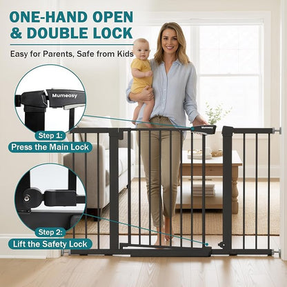 Mumeasy 29.7–48" Baby Gate for Stairs, Dog Gate for Doorways, Auto Close Child - Image 4