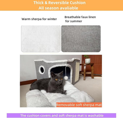 Cat Bed for Indoor Cats, Covered Cat Cave House & Furniture - Image 4