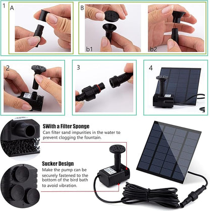 Solar Fountain Pump Kit with Separate Solar Panel, 1.8 W Upgraded Solar Water - Image 6