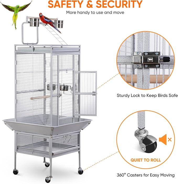 Nova Microdermabrasion 61 Inches Large Bird Cage Play Top Parrot Cockatiel - Image 3
