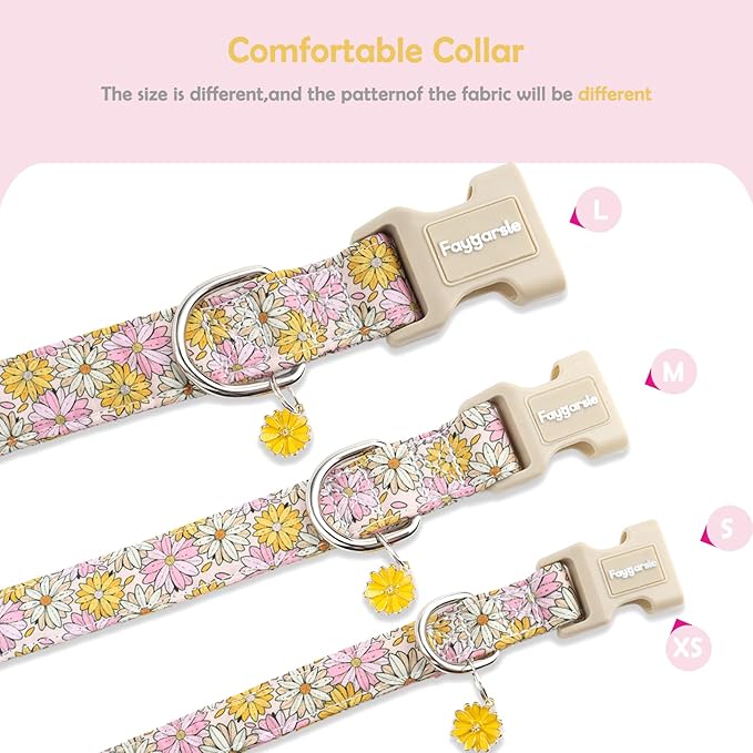 Faygarsle Floral Girl Dog Collar, Cotton Fabric - Image 5