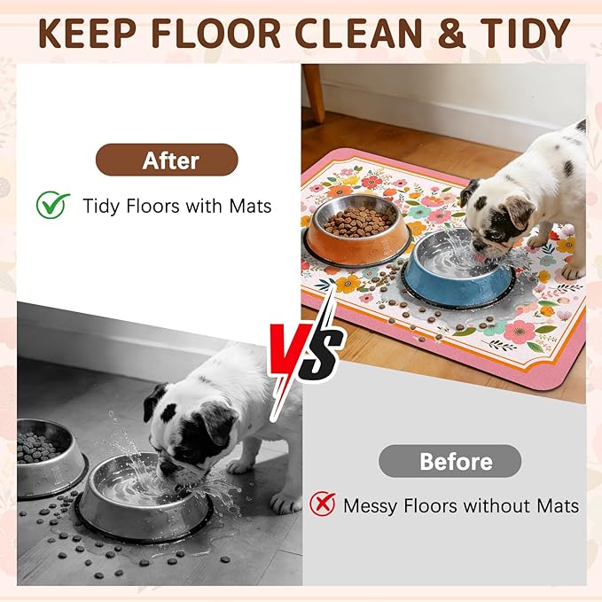 Dog Food Mat for Bowls, Absorbent Quick Dry Dog Cat Mats for Food and Water - Image 3