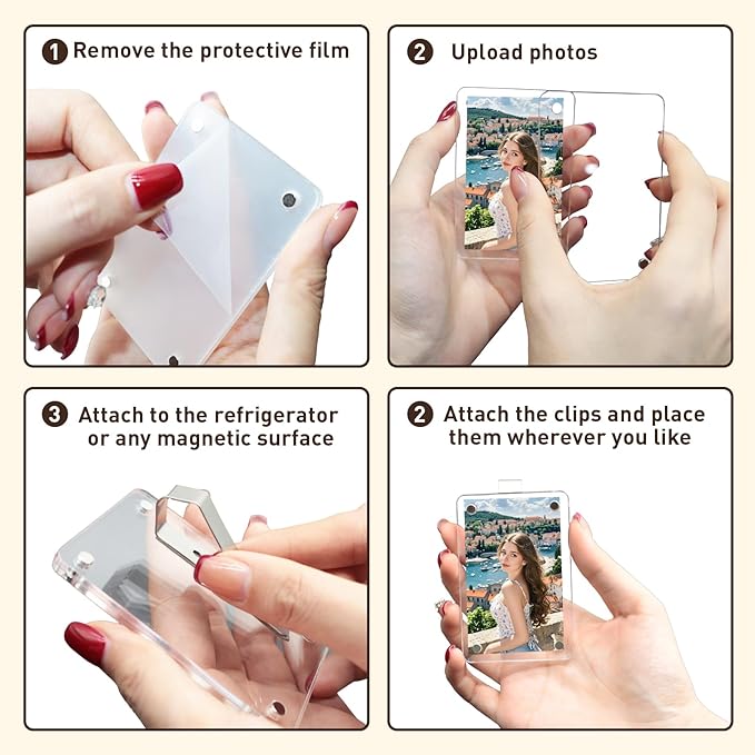 16 PCS Car Picture Holder, Car Visor Photo Clip, Acrylic Magnetic 3 Inch Car - Image 3