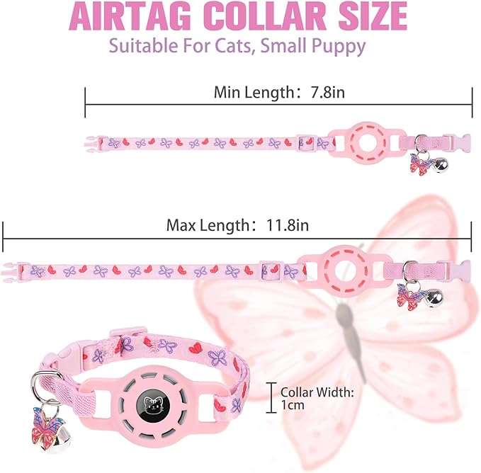 BINGPET AirTag Cat Collar with Bells, Upgraded Safety Elastic Cat Collar with - Image 5