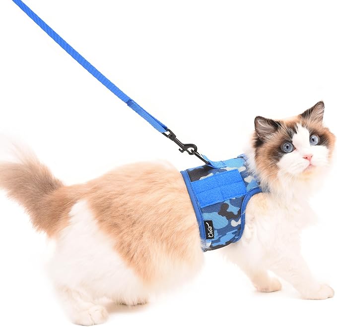 Tactical Cat Harness and Leash for Walking Escape Proof Breathable Mesh Fabric by Yizhi+Miaow