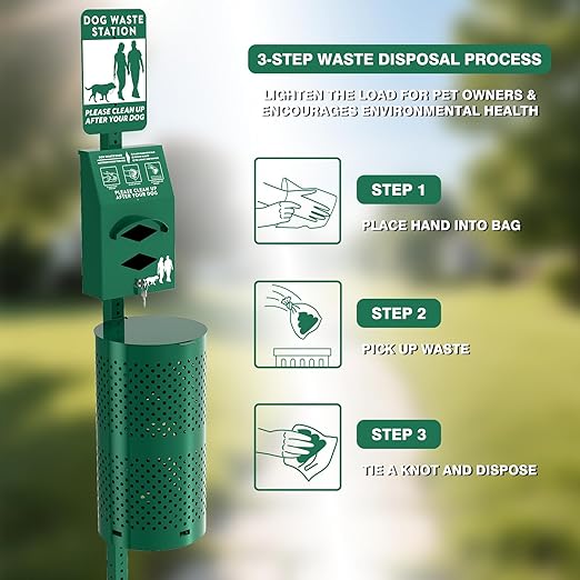 POCHAR Aluminum Rustproof Dog Waste Disposal Station - Image 3