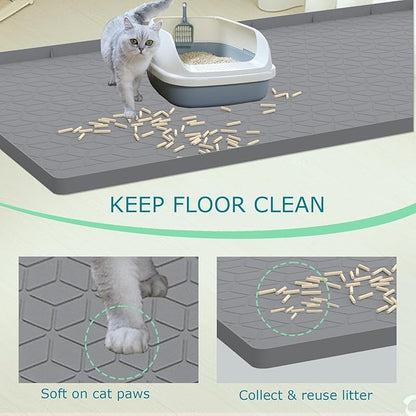 Cat Litter Mat for Litter Box, Silicone Large Cat Litter Trapping Mat - Image 2