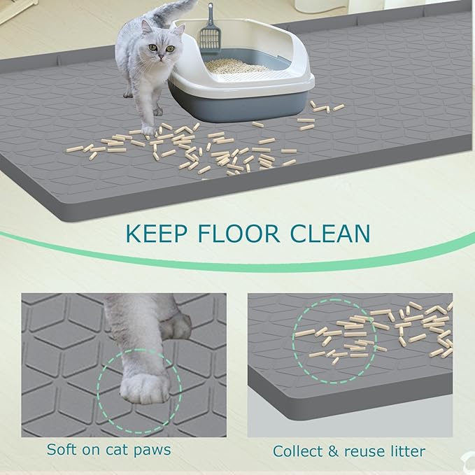 Cat Litter Mat for Litter Box, Silicone Large Cat Litter Trapping Mat - Image 2