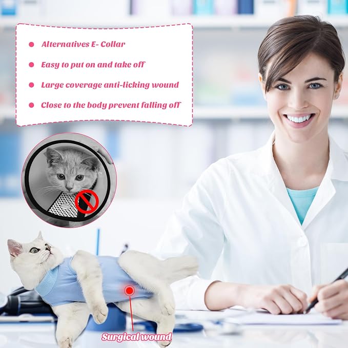 Cat Recovery Suit for Abdominal Wounds or Skin Diseases, Cat Onesie for Cats - Image 2