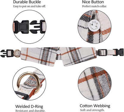Faleela Cotton Plaid Shirt Style Dog Collar Soft Cute, Boy Dog Collar - Image 2