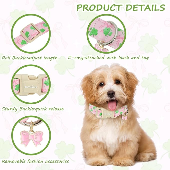 St. Patrick's Day Dog Collar, Adjustable Spring Cotton Collars Gifts - Image 3