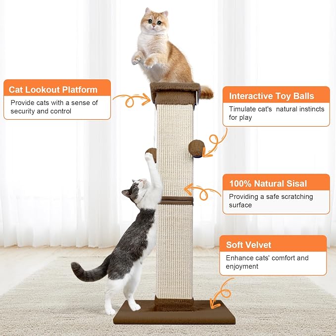 Cat Scratching Post 33 Inch Nature Sisal Cat Scratch Post - Image 4