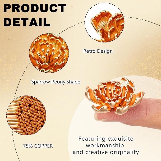 4 Pcs Mini Peony Shape Copper Bath Disk Ornaments Brass Bird Bath Purification - Image 4