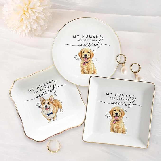 Custom Pet Portrait Watercolor Ring Dish, My Humans Are Getting Married Jewelry - Image 6