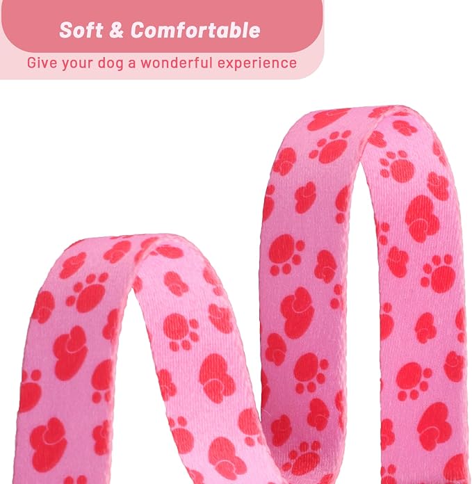 QQPETS Adjustable Soft Dog Collar: Print Flower Pink Multicolor Cute Patterns - Image 4
