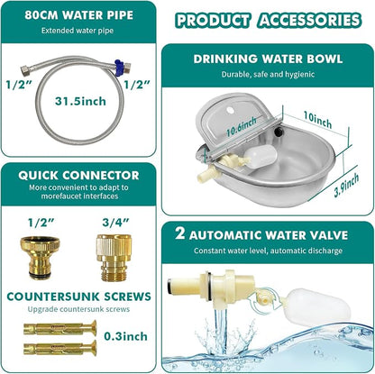 Automatic Water Dispenser for Dogs, Automatic Horse Waterer Bowl - Image 7