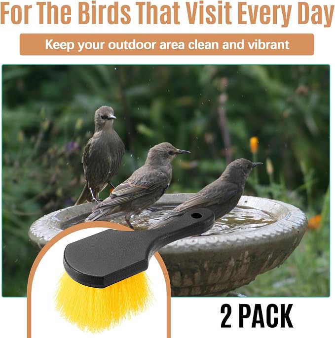 2 Pcs Bird Bath Cleaning Brush Hard Bristle Stiff Bristle Brush - Image 3