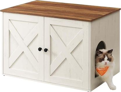 Feandrea Cat Litter Box Enclosure, Litter Box Furniture Hidden, Indoor Cat House by FeandreabySONGMICSHOME