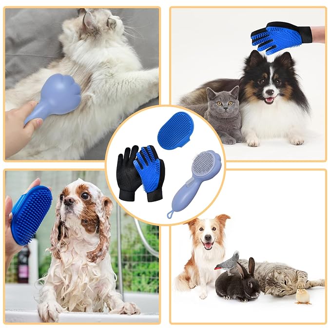GJEASE Cat Grooming Glove Brush, Self-Cleaning Slicker Pet Brush - Image 7