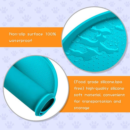 100% Waterproof 1.0" Raised Edge BPA Free Silicone Dog Food Mat, Pet Cat - Image 3