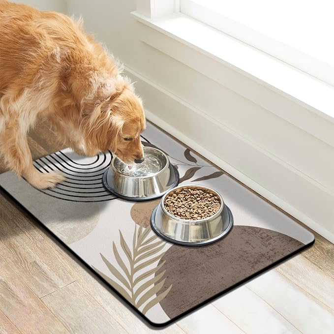 Dog Food Mats for Floors, Absorbent Dog Bowl Mat for Food and Water Dispenser - Image 2