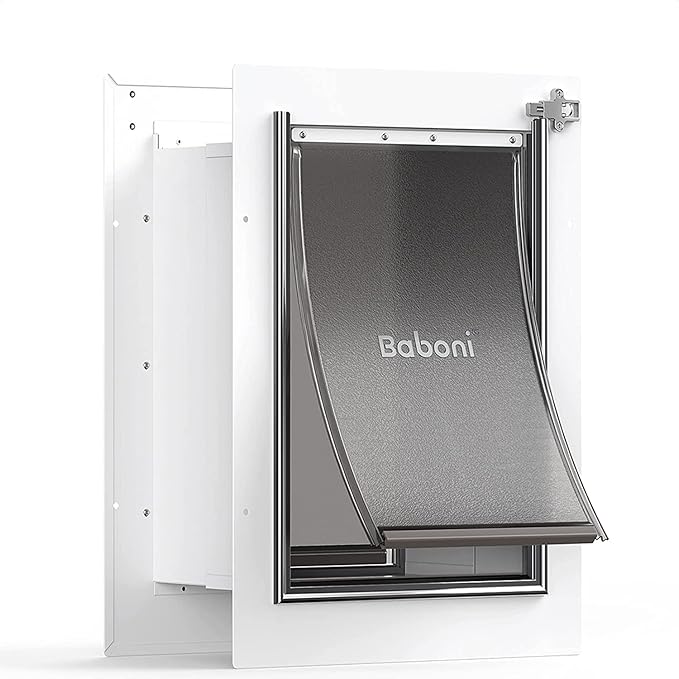 Baboni Pet Door for Wall, Steel Frame and Telescoping Tunnel, Aluminum Lock by Baboni