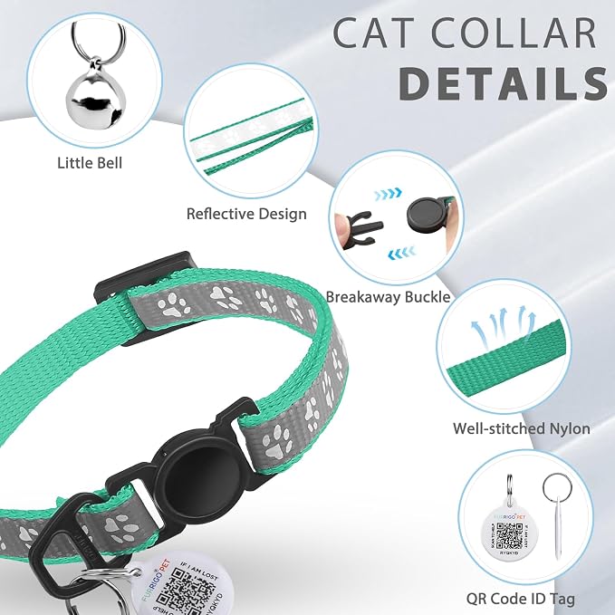 Cat Collar Breakaway with QR Code Name Tag, Reflective Kitten Collars with Bell - Image 7