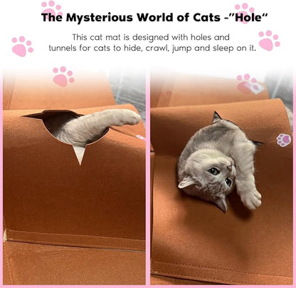 Interactive Cat Tunnel Mat for Indoor Cats, 4-Way Felt Cat Cave - Image 7