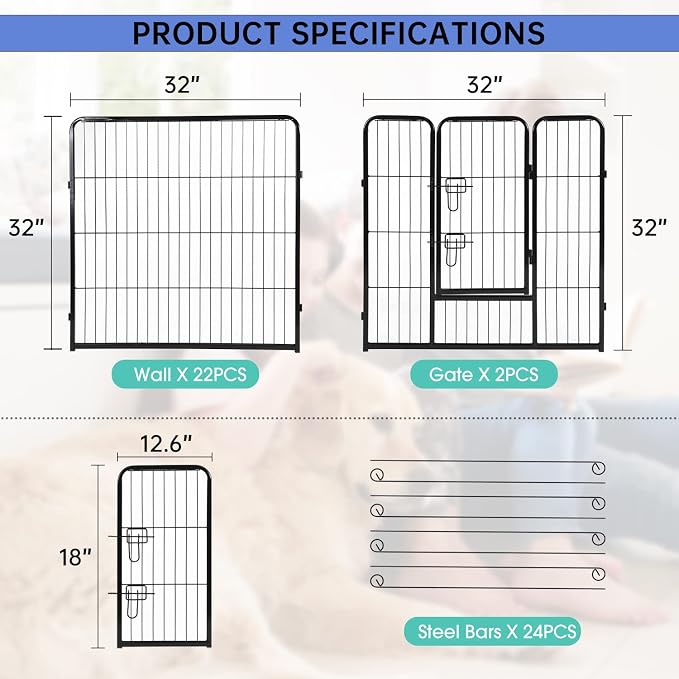 BestPet | Dog Playpen | 32 Inch, 24 Panels | Heavy Duty Metal Pet Exercise Pen - Image 8