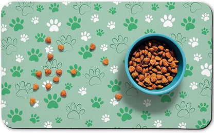Dog Food Mat, Absorbent Water Bowl Mats Cat Pet Feeding Placemats Green 17 * 30 by Zoeeya