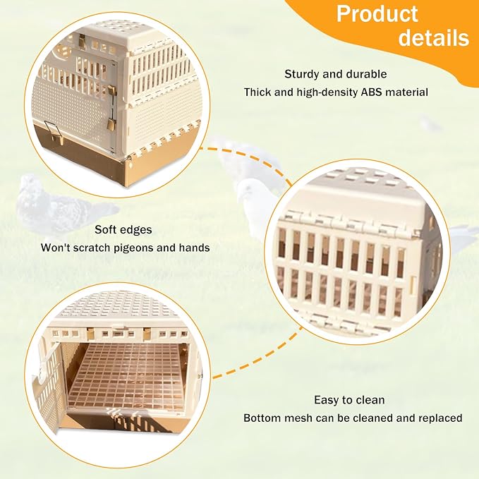 Folding Pigeon Cage Racing Pigeons Travel Cage Pairing Cage Plastic Three Doors - Image 5