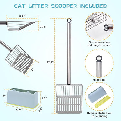Metal Cat Litter Scoop with Holder Stainless Steel Kitten Poop Scooper - Image 5
