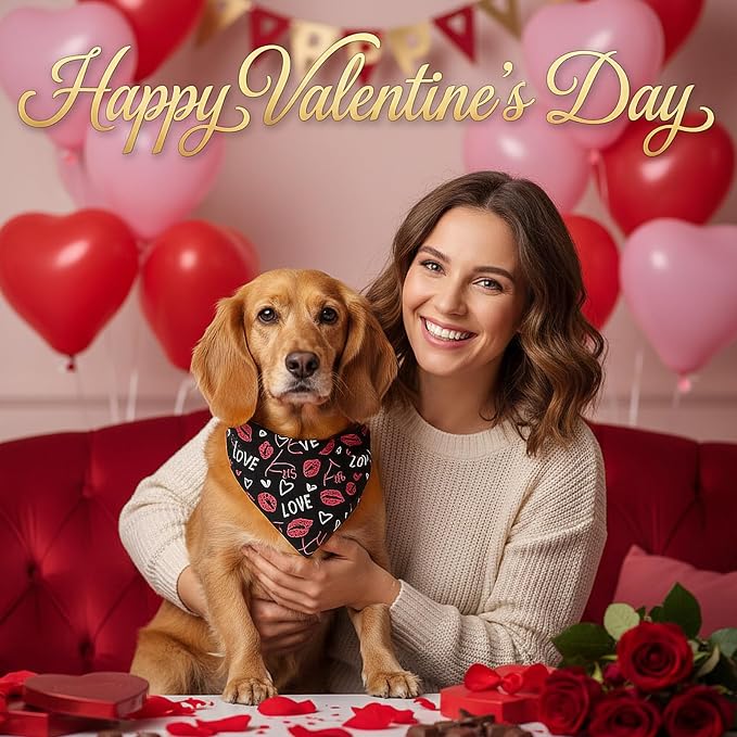 Weewooday 50 Pcs Valentine's Day Dog Bandanas Bulk - Image 4