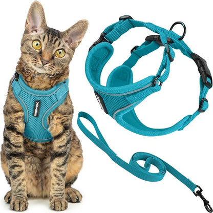 Voyager Escape-Proof Step-in Lock Cat Harness & 5ft Neoprene-Handle Leash Set by BestPetSuppliesLLC
