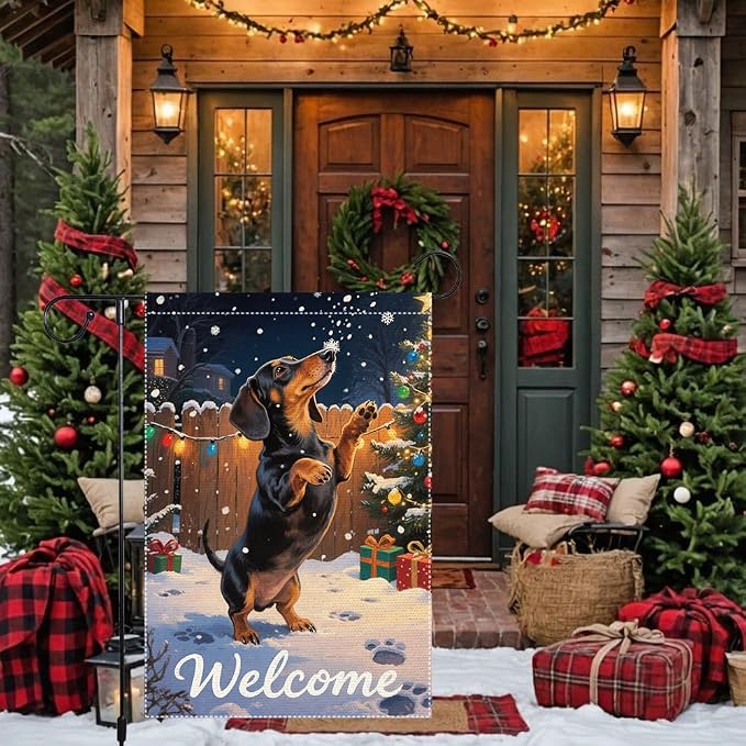 Dachshund Welcome Garden Flag 12x18 Inch Double Sided Christmas Burlap Yard - Image 8