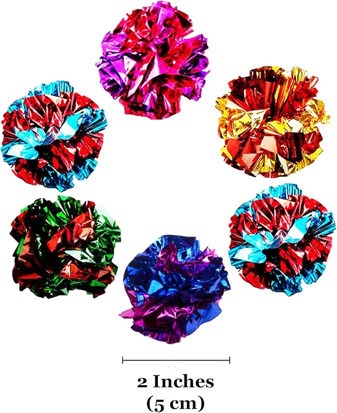 SunGrow Cat Crinkle Balls, Mylar Crinkler, Stress-Relief Toy - Image 7